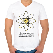 PRINTFASHION Mindig pozitív - Férfi V-nyakú póló - Fehér férfi póló
