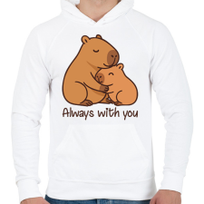 PRINTFASHION Mindig veled - Férfi kapucnis pulóver - Fehér férfi pulóver, kardigán