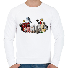 PRINTFASHION Minecraft állatok - Férfi pulóver - Fehér