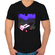 PRINTFASHION minecraft axolot (képregény stílus) - Férfi V-nyakú póló - Fekete férfi póló