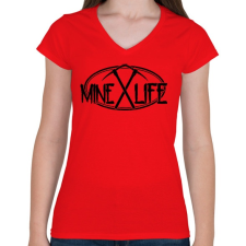 PRINTFASHION Minecraft - bányász élet - Női V-nyakú póló - Piros női póló
