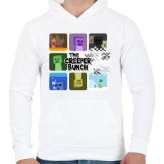 PRINTFASHION Minecraft Creeper - Férfi kapucnis pulóver - Fehér
