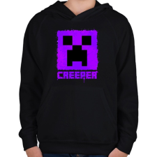 PRINTFASHION Minecraft creeper lila - Gyerek kapucnis pulóver - Fekete gyerek pulóver, kardigán