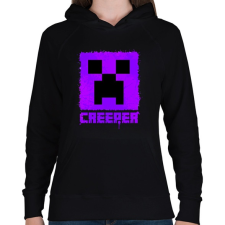 PRINTFASHION Minecraft creeper lila - Női kapucnis pulóver - Fekete női pulóver, kardigán
