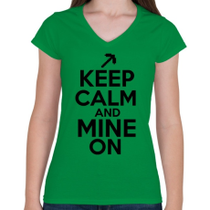 PRINTFASHION Minecraft - Csak nyugi és bányássz! - Női V-nyakú póló - Zöld