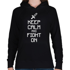 PRINTFASHION Minecraft - Csak nyugi és harcolj! - Női kapucnis pulóver - Fekete női pulóver, kardigán
