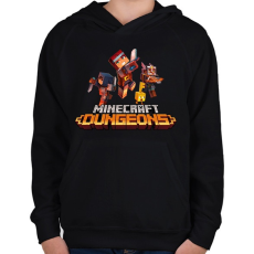 PRINTFASHION Minecraft - Dungeonds - Gyerek kapucnis pulóver - Fekete