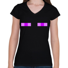 PRINTFASHION Minecraft enderman - Női V-nyakú póló - Fekete női póló