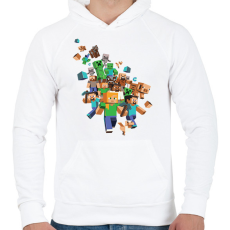 PRINTFASHION Minecraft - Férfi kapucnis pulóver - Fehér