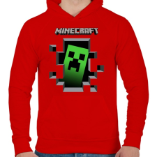 PRINTFASHION Minecraft - Férfi kapucnis pulóver - Piros férfi pulóver, kardigán