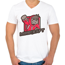 PRINTFASHION MINECRAFT - Férfi V-nyakú póló - Fehér férfi póló