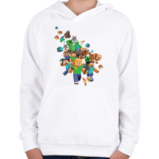 PRINTFASHION Minecraft - Gyerek kapucnis pulóver - Fehér