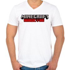PRINTFASHION Minecraft Hardcore - Férfi V-nyakú póló - Fehér férfi póló
