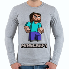PRINTFASHION Minecraft - Herobrine - Férfi hosszú ujjú póló - Sport szürke férfi póló