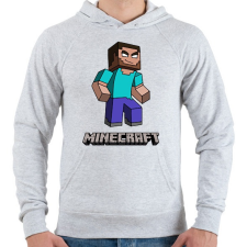 PRINTFASHION Minecraft - Herobrine - Férfi kapucnis pulóver - Sport szürke férfi pulóver, kardigán