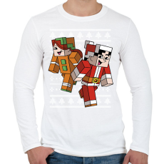 PRINTFASHION Minecraft Karácsony - Férfi hosszú ujjú póló - Fehér
