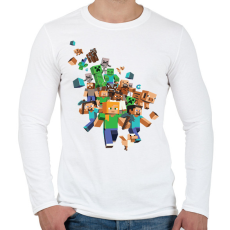 PRINTFASHION Minecraft karakterek - Férfi hosszú ujjú póló - Fehér