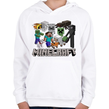 PRINTFASHION Minecraft karakterek - Gyerek kapucnis pulóver - Fehér gyerek pulóver, kardigán