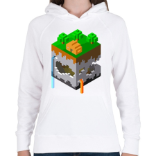 PRINTFASHION Minecraft map - Női kapucnis pulóver - Fehér női pulóver, kardigán
