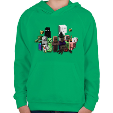 PRINTFASHION minecraft mobok - Gyerek kapucnis pulóver - Zöld