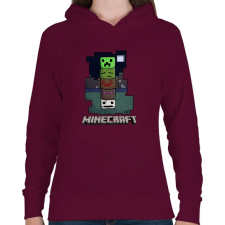 PRINTFASHION Minecraft - Női kapucnis pulóver - Bordó női pulóver, kardigán