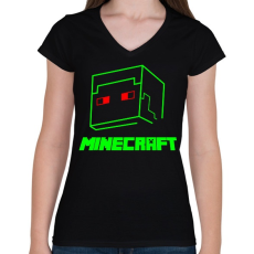 PRINTFASHION Minecraft - Női V-nyakú póló - Fekete
