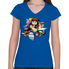 PRINTFASHION MINECRAFT - Női V-nyakú póló - Királykék női póló