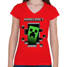PRINTFASHION Minecraft - Női V-nyakú póló - Piros női póló