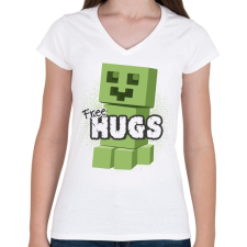 PRINTFASHION Minecraft ölelés - Női V-nyakú póló - Fehér női póló