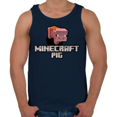 PRINTFASHION Minecraft pig - Férfi atléta - Sötétkék