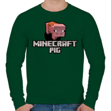 PRINTFASHION Minecraft pig - Férfi pulóver - Sötétzöld