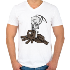 PRINTFASHION Minecraft pók lovagló - Férfi V-nyakú póló - Fehér férfi póló