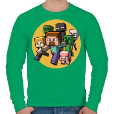 PRINTFASHION Minecraft RUN - Férfi pulóver - Zöld