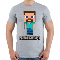 PRINTFASHION Minecraft - Steve - Férfi póló - Sport szürke