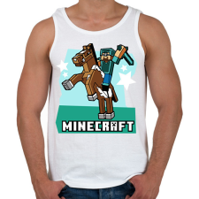 PRINTFASHION Minecraft Steve lovas póló - Férfi atléta - Fehér atléta, trikó