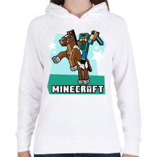 PRINTFASHION Minecraft Steve lovas póló - Női kapucnis pulóver - Fehér női pulóver, kardigán