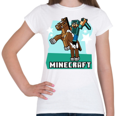 PRINTFASHION Minecraft Steve lovas póló - Női póló - Fehér