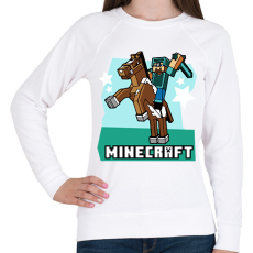 PRINTFASHION Minecraft Steve lovas póló - Női pulóver - Fehér