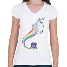 PRINTFASHION minecraft szivárvány - Női V-nyakú póló - Fehér