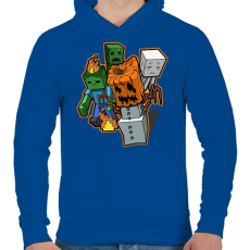 PRINTFASHION Minecraft zombieezz - Férfi kapucnis pulóver - Királykék
