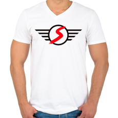 PRINTFASHION Mini Cooper S - Férfi V-nyakú póló - Fehér