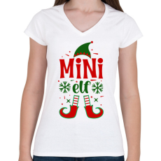 PRINTFASHION Mini elf - Női V-nyakú póló - Fehér