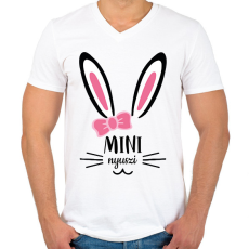 PRINTFASHION Mini nyuszi - lány - Férfi V-nyakú póló - Fehér