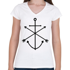 PRINTFASHION Minimal Anchor  - Női V-nyakú póló - Fehér