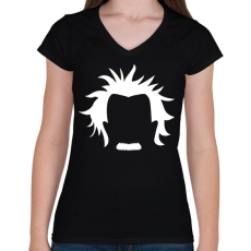 PRINTFASHION Minimalista Einstein - Női V-nyakú póló - Fekete