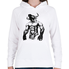 PRINTFASHION Minotaurus - Női kapucnis pulóver - Fehér női pulóver, kardigán