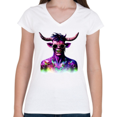 PRINTFASHION Minotaurusz_Zombi_1 - Női V-nyakú póló - Fehér