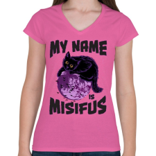 PRINTFASHION Misifus - Női V-nyakú póló - Rózsaszín női póló