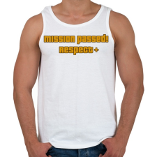 PRINTFASHION MISSION PASSED! RESPECT+ - Férfi atléta - Fehér atléta, trikó