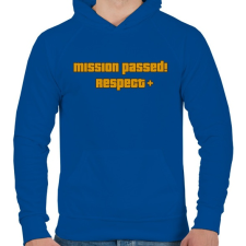 PRINTFASHION MISSION PASSED! RESPECT+ - Férfi kapucnis pulóver - Királykék férfi pulóver, kardigán